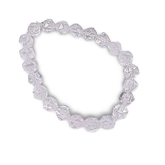 Bracelet -Crystal Quartz -Faceted -8mm