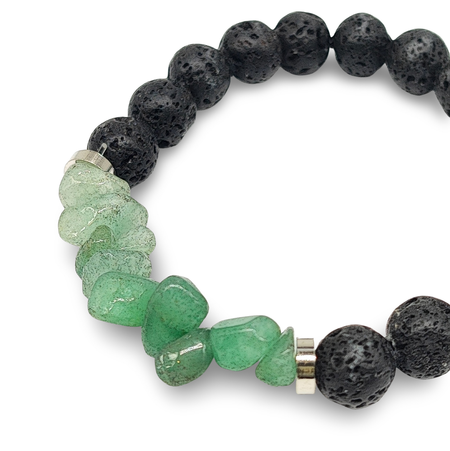 Bracelet - Lava Bead 8mm & Green Aventurine Chips