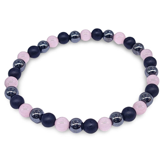 Bracelet - Mixed - Cat Eye - Black Agate - Hematite - Pink - 6mm