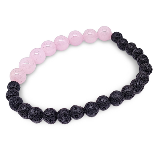 Bracelet - Rose Quartz 8mm & Lava Stone 6mm