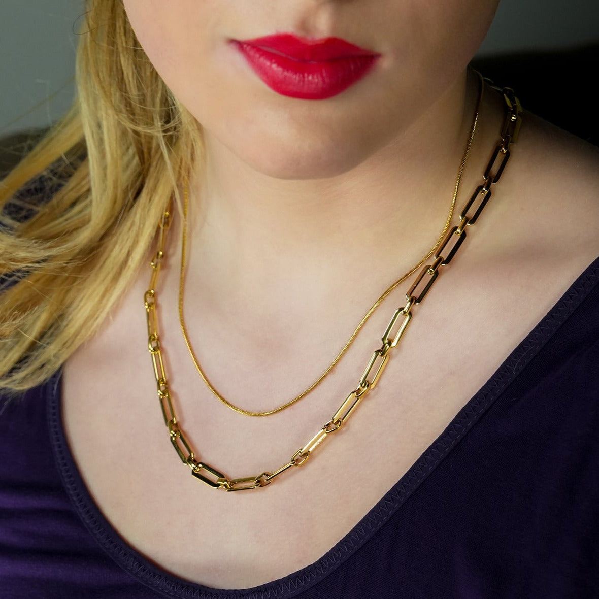 Style CANNES: Delicate Statement Paper-Clip Chain Necklace