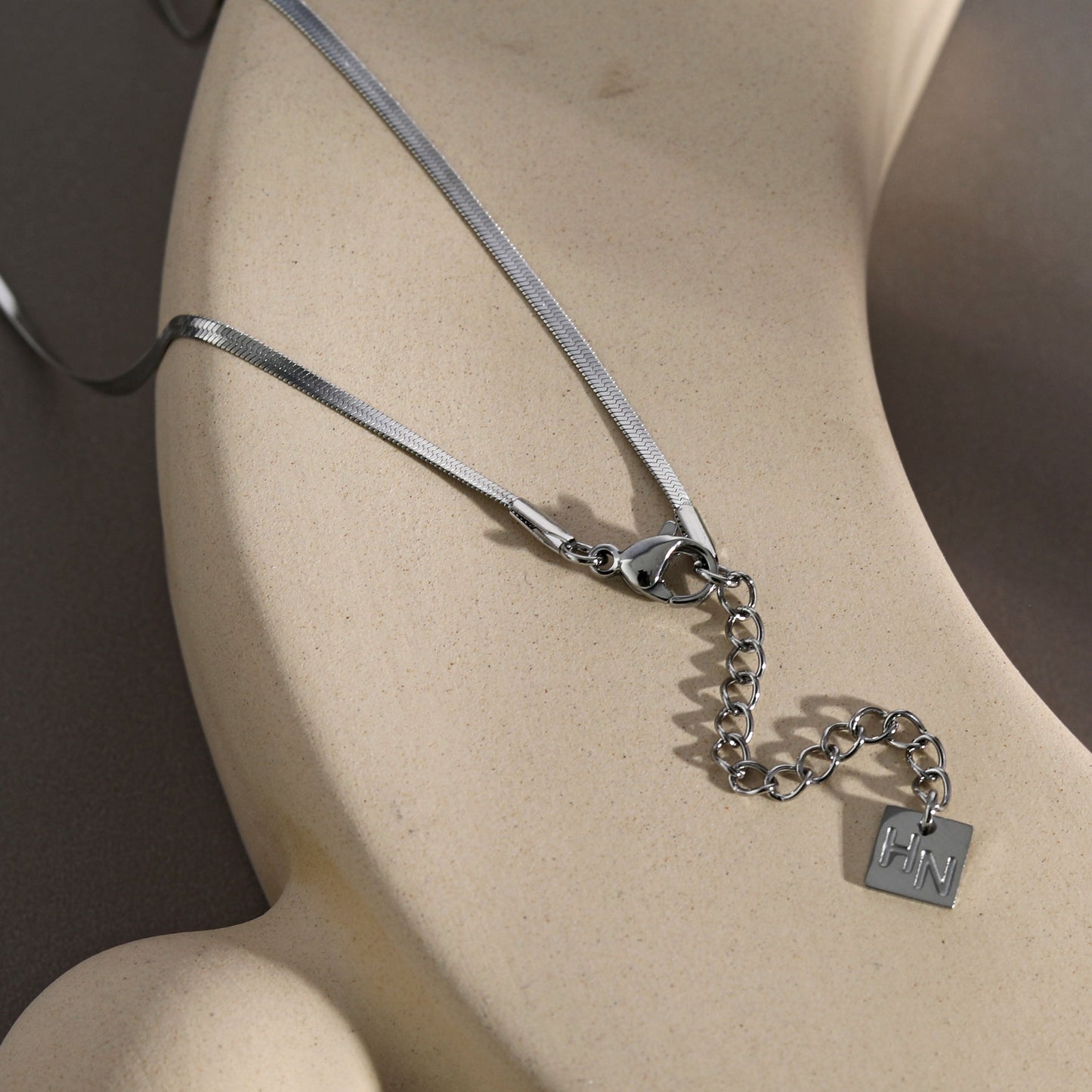 CATANIA: Snake Skin Textured Silver Chain Necklace