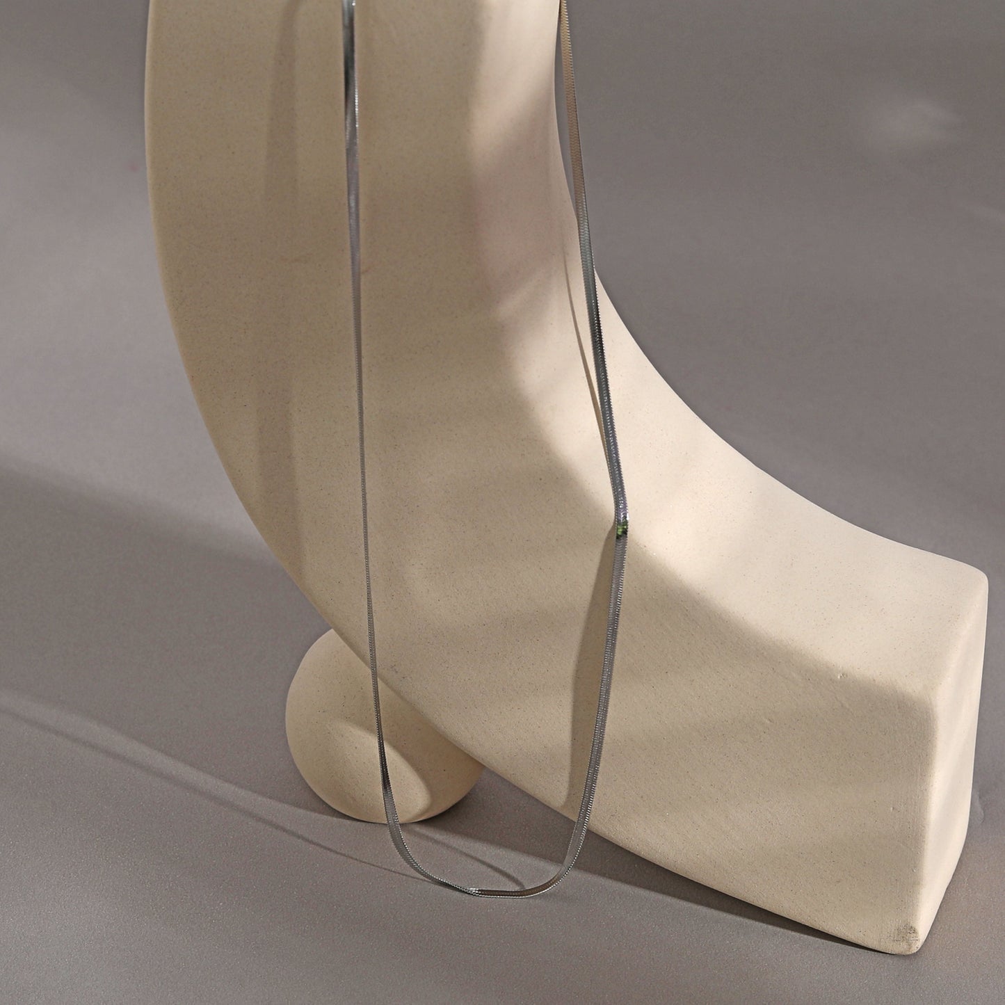 CATANIA: Snake Skin Textured Silver Chain Necklace