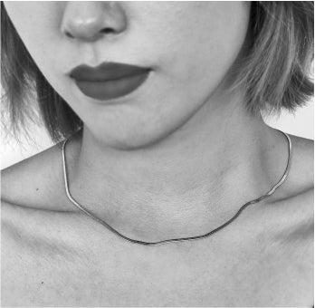 CATANIA: Snake Skin Textured Silver Chain Necklace