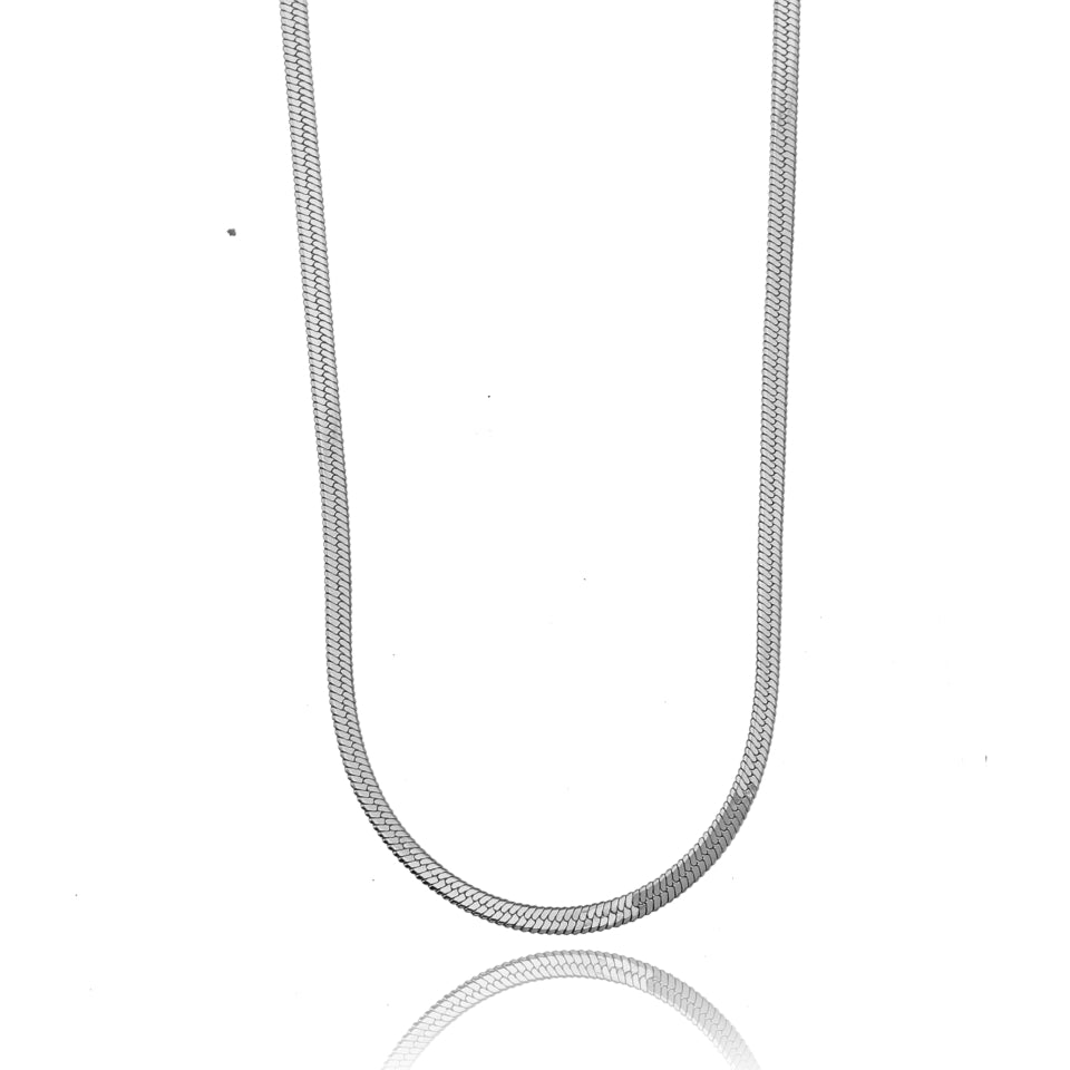 CATANIA: Snake Skin Textured Silver Chain Necklace