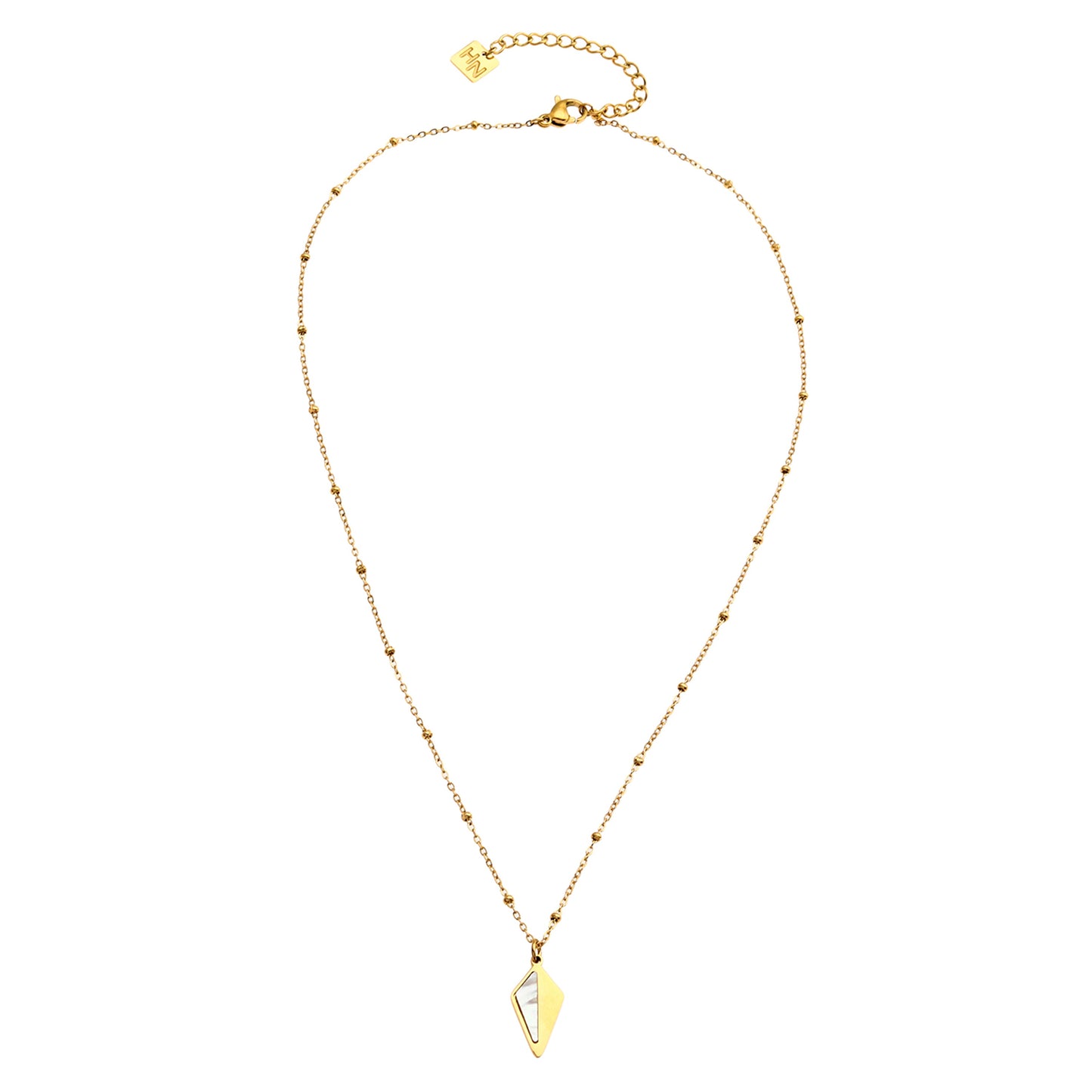 CATORI Minimalist Metal & Shell Diamond Shaped Pendant Necklace