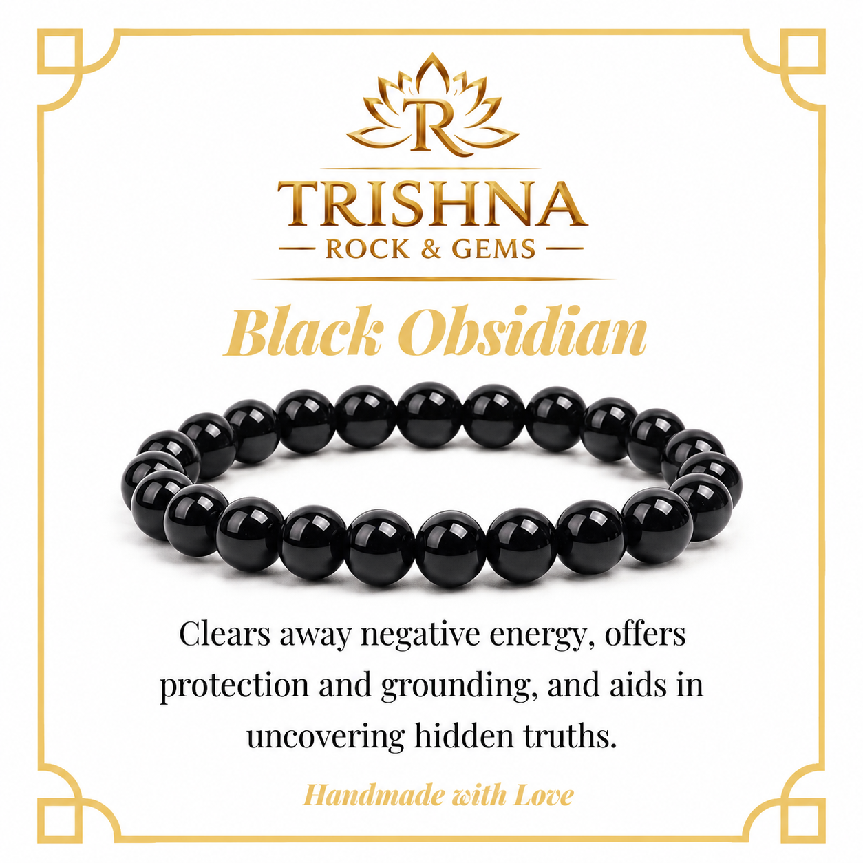 Bracelet en obsidienne noire