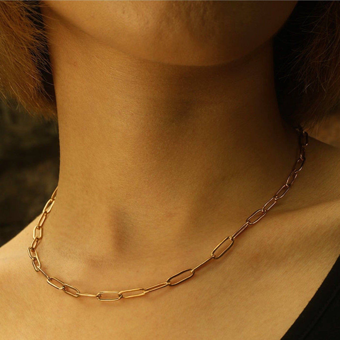 DALIA: Essential Gold Chain Link Paper-Clip Necklace
