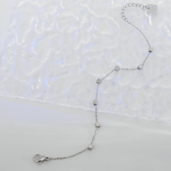 DARBY: Square Bead Silver Bracelet