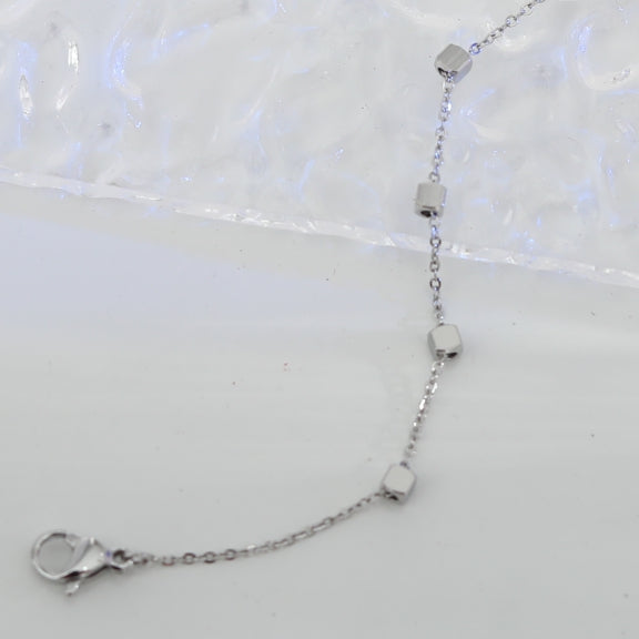 DARBY: Square Bead Silver Bracelet
