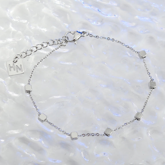 DARBY: Square Bead Silver Bracelet