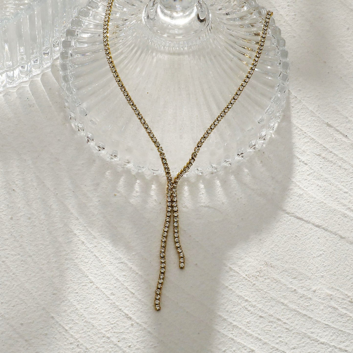 DIANA Pavé Zirconia String Chain Necklace with a Lariat Detail