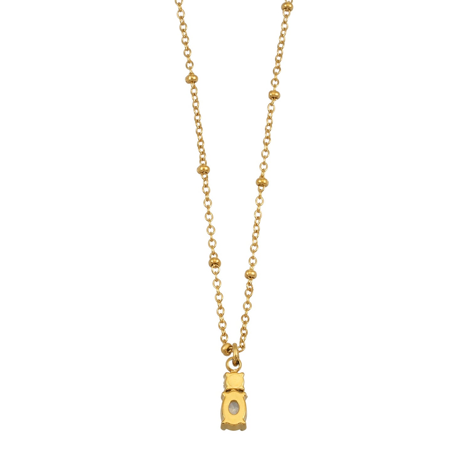CABBANA Gold:  A Duo Set of Zirconia Charm Pendants on a Beaded Chain Necklace