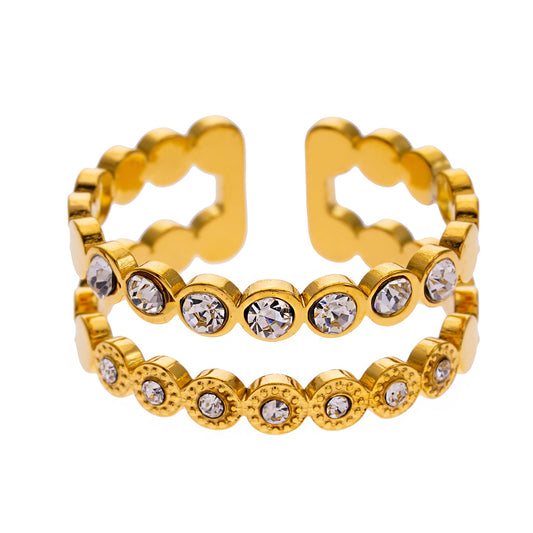 ERLAT: Double Stacked Zirconia Embellished Textured Ring