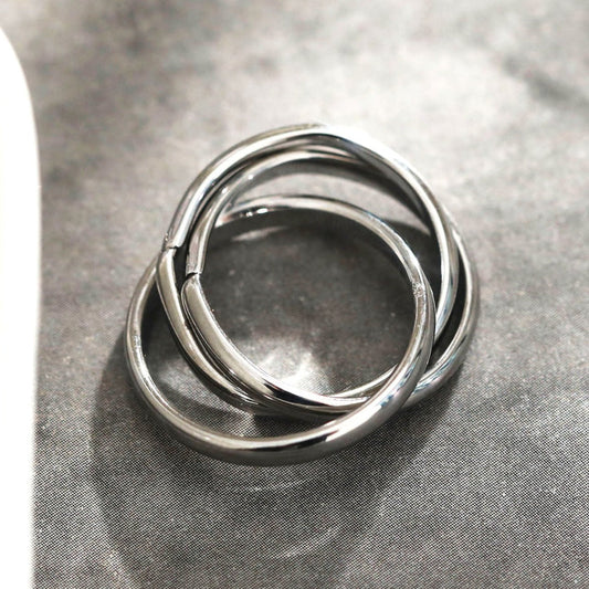 ESTELLA: Triple Banded Interconnected Stack Ring in Silver