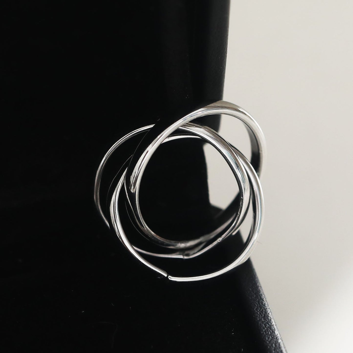 ESTELLA: Triple Banded Interconnected Stack Ring in Silver