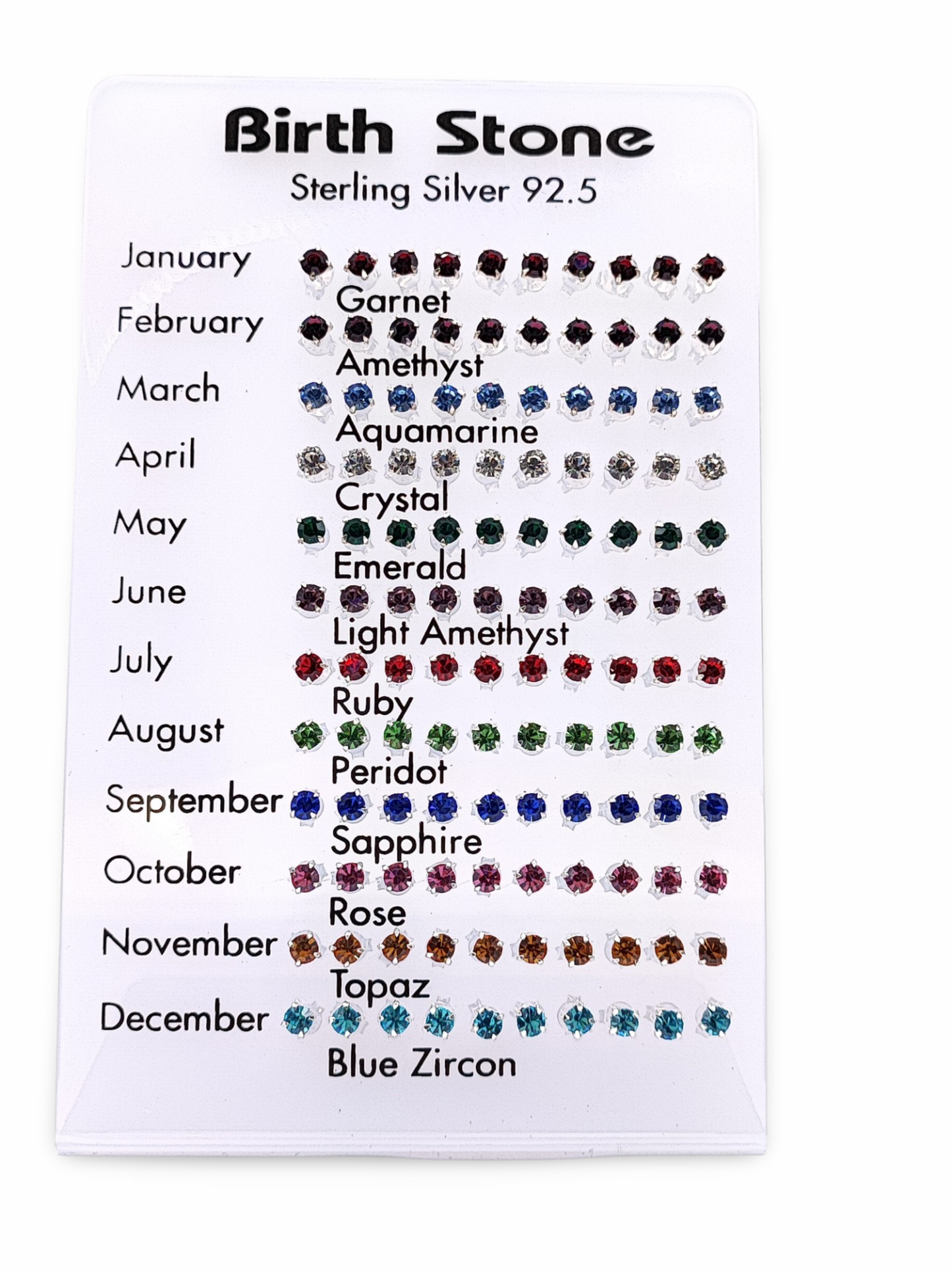 Earrings -925 Sterling Silver -Birthstone