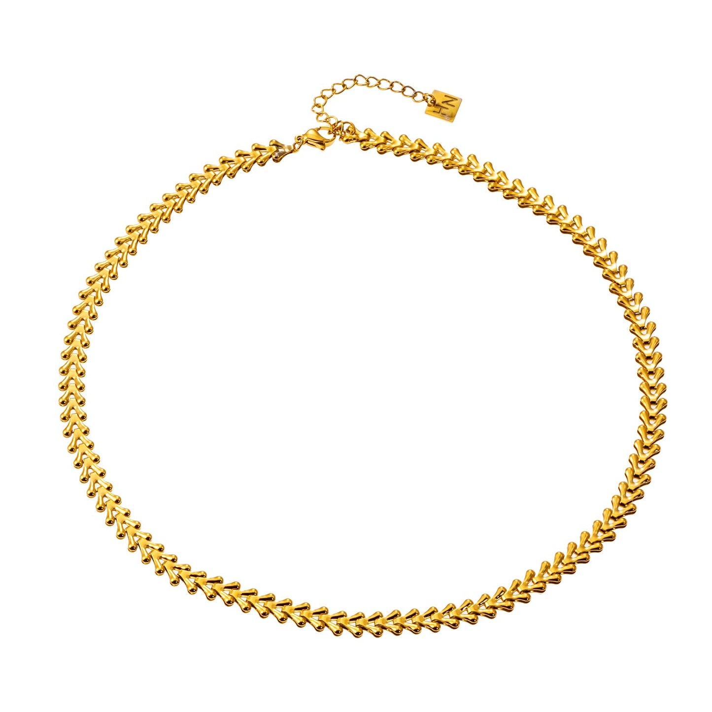 FRANKIE:  Vintage-Inspired Linked Abstract Crest Chain Necklace