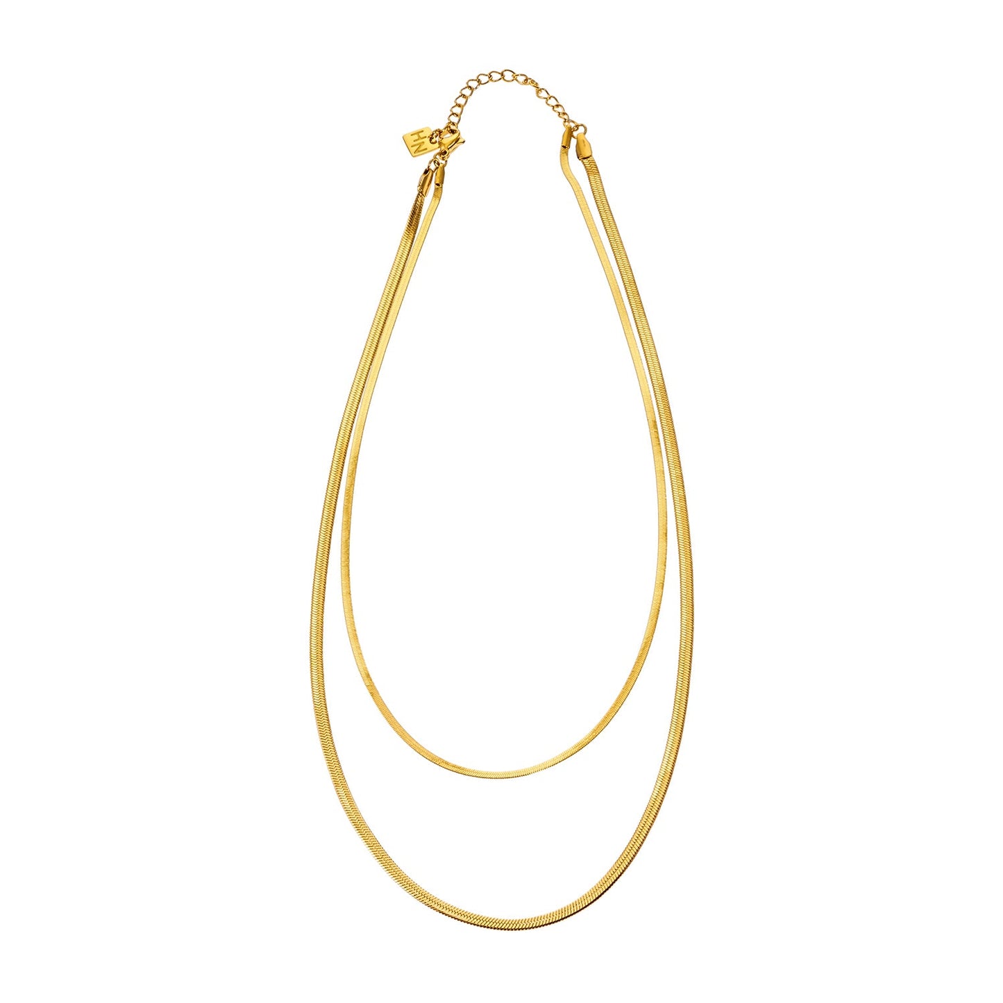 GINTA: Snake-Skin Textured 2-Layer Gold Necklace