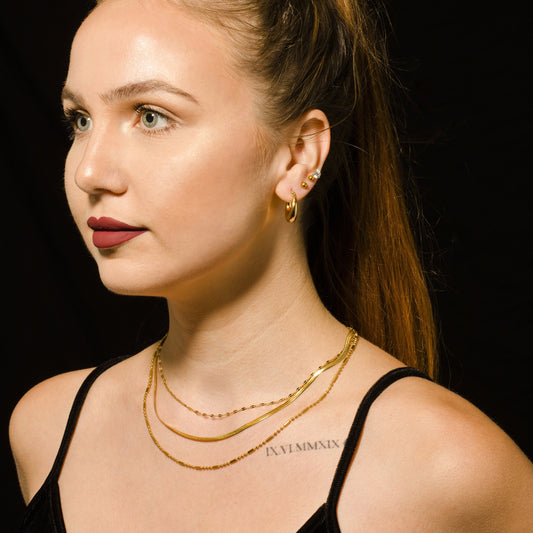 IRIS Triple Layer Multi Chain Gold Necklace