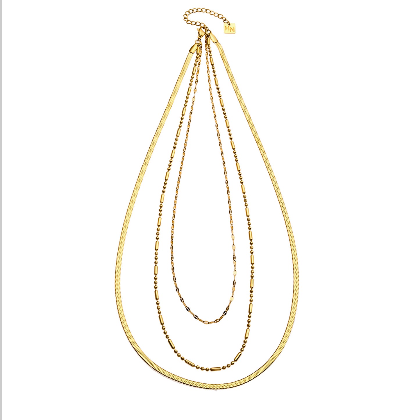 IRIS Triple Layer Multi Chain Gold Necklace