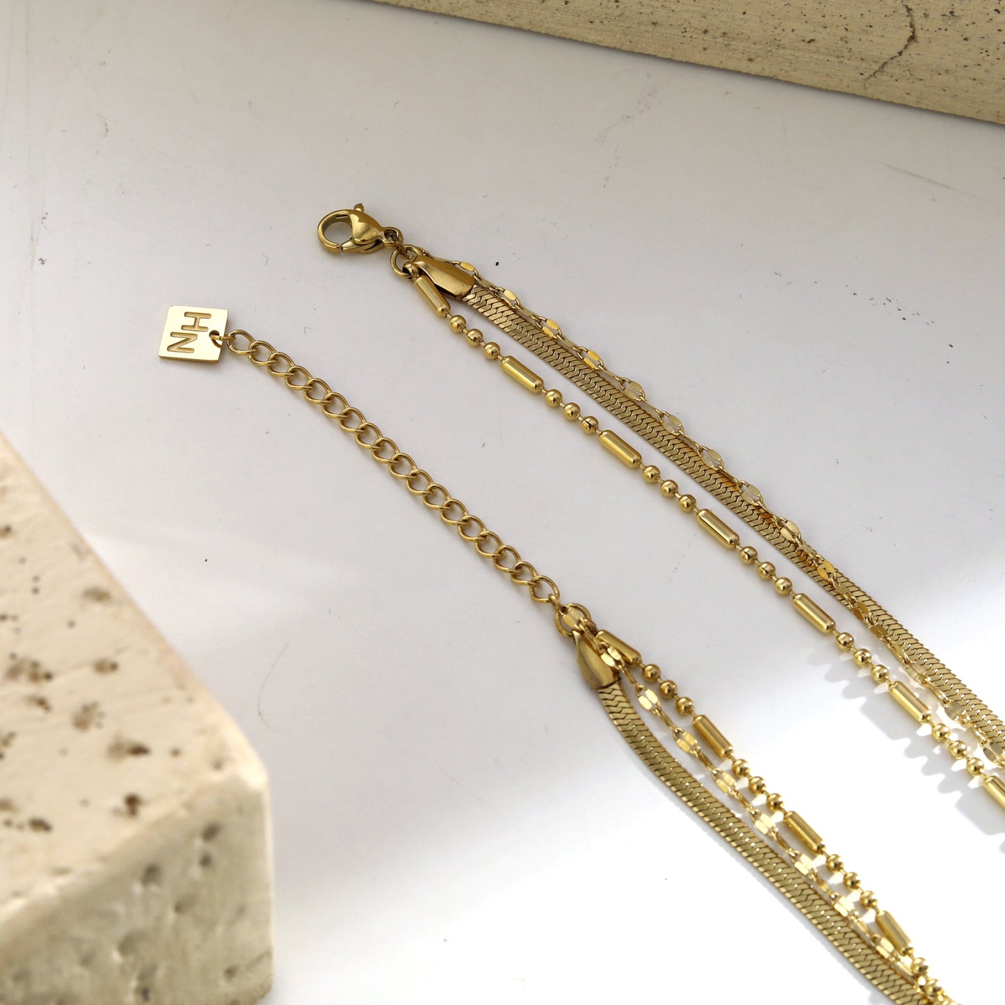 IRIS Triple Layer Multi Chain Gold Necklace