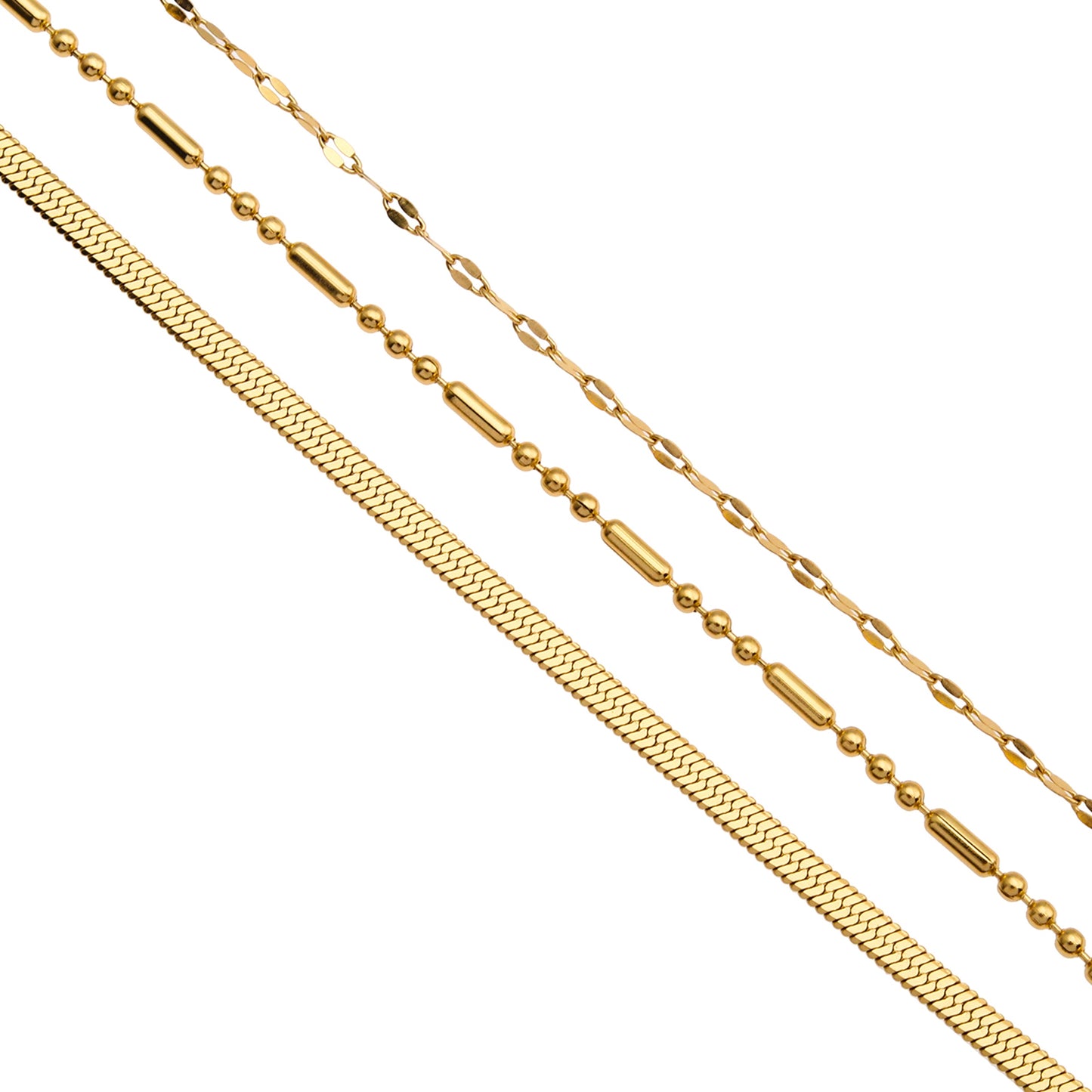 IRIS Triple Layer Multi Chain Gold Necklace