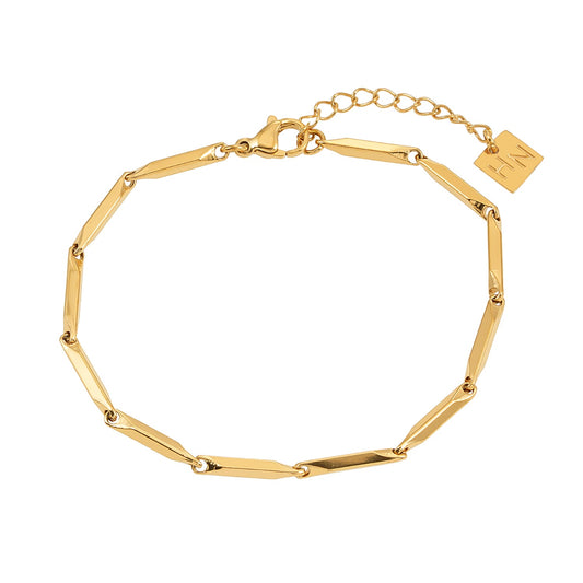 Style ITARSI Gold: Minimalist Geometric Shaped Beaded Chain Bracelet