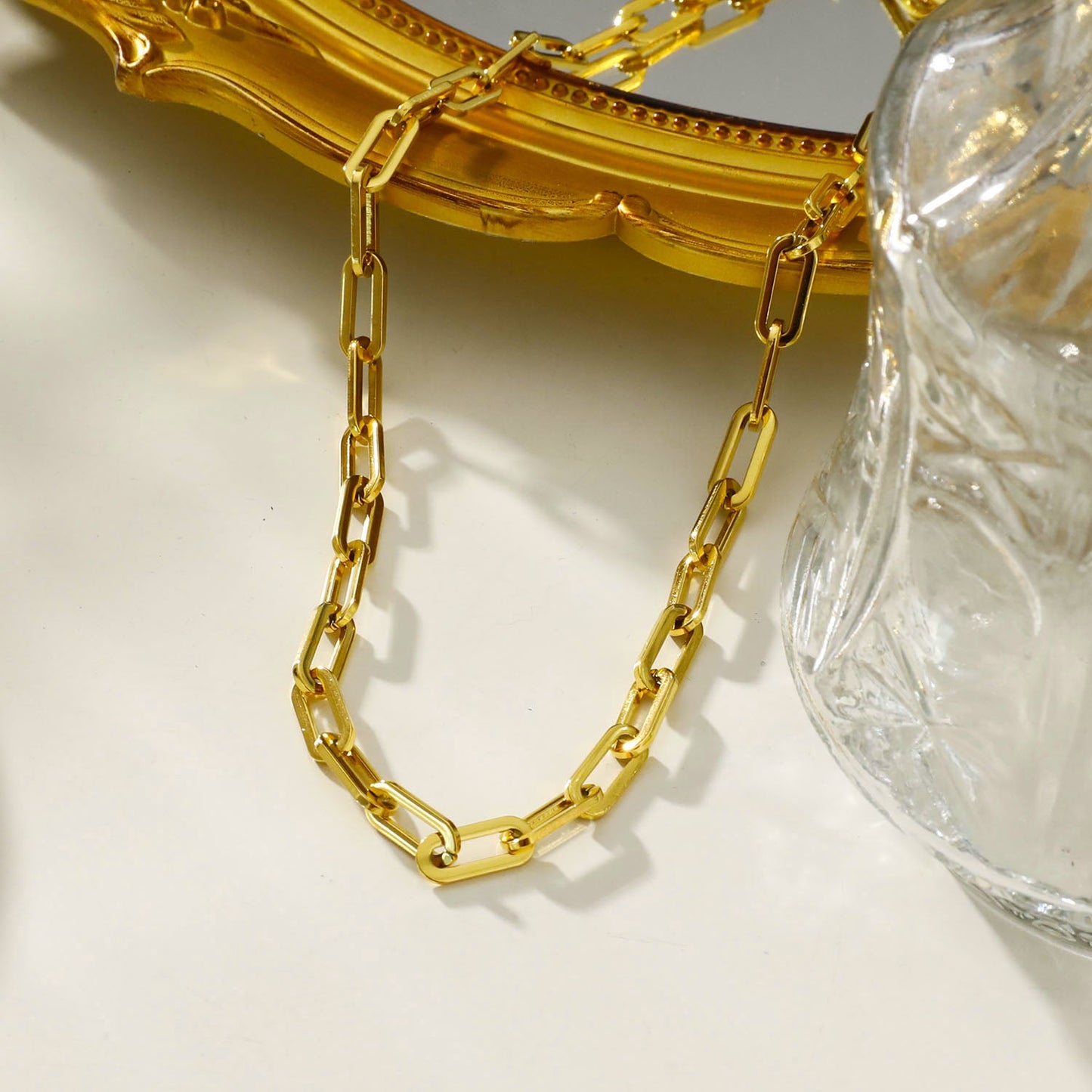 JACINTA 18": Contemporary Paper Clip Gold Chain Necklace