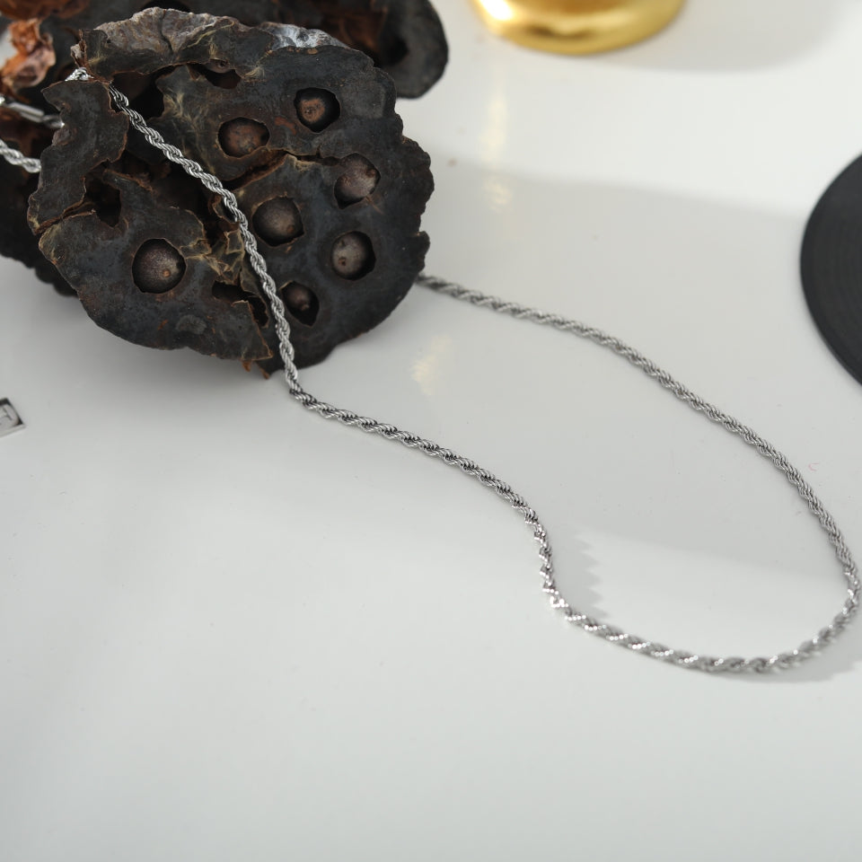 KIRA: Rope Chain Silver Necklace 20 Inches