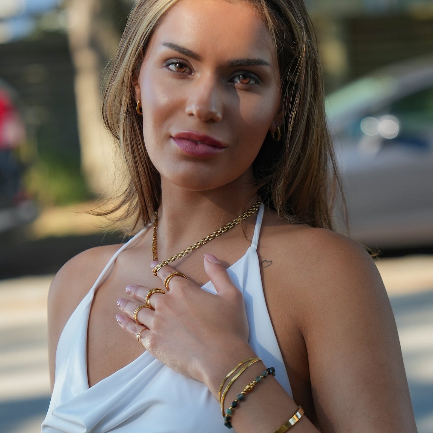 Style KOVVUR: Retro Twin Chain Necklace in Gold