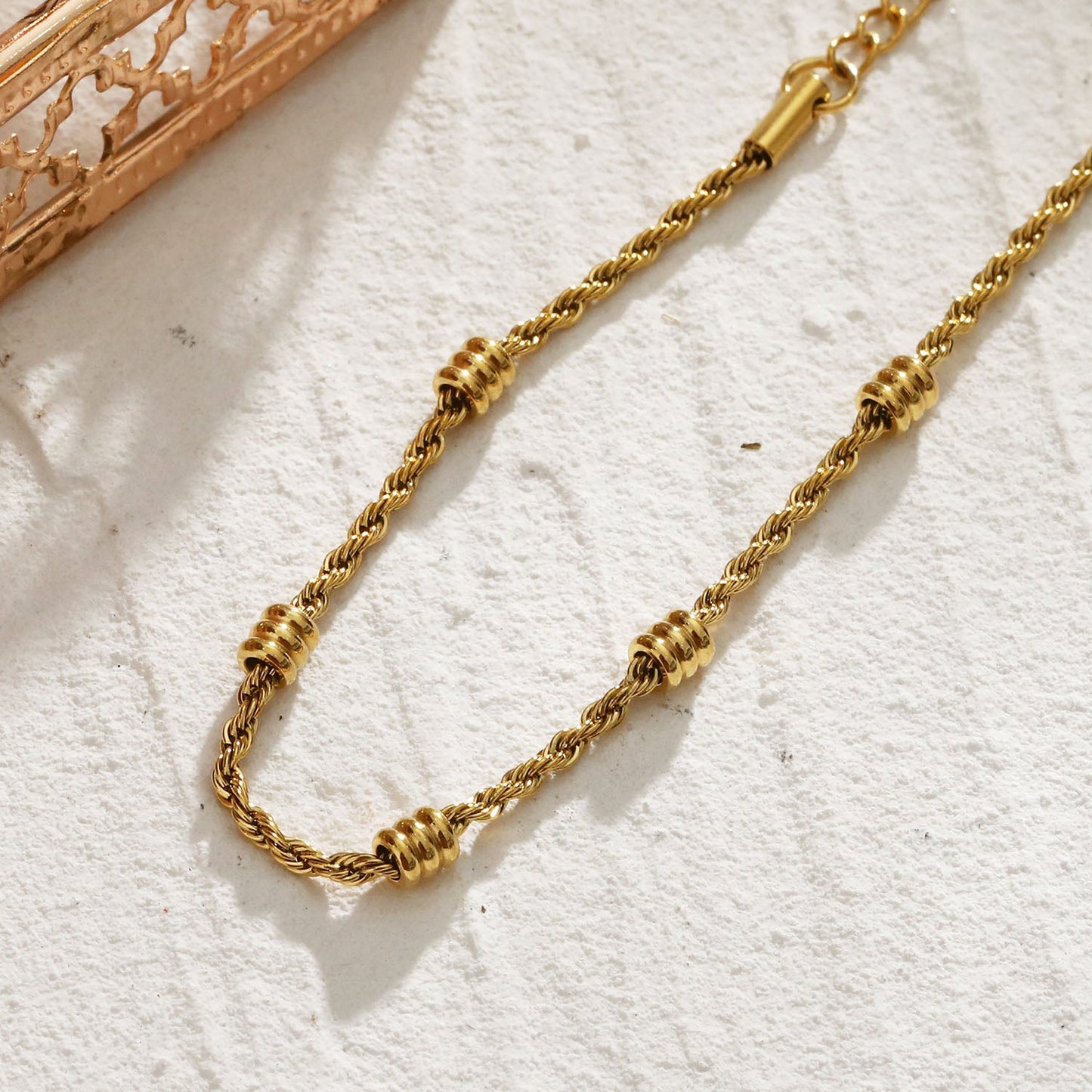 LEMOGES Gold: Beaded Rope Chain Necklace