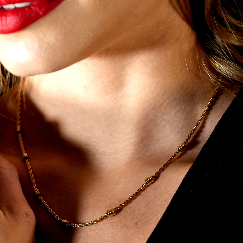 LEMOGES Gold: Beaded Rope Chain Necklace