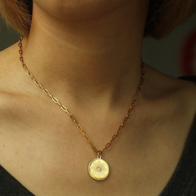 LUNA: "Star Burst" Enamel Pendant Necklace