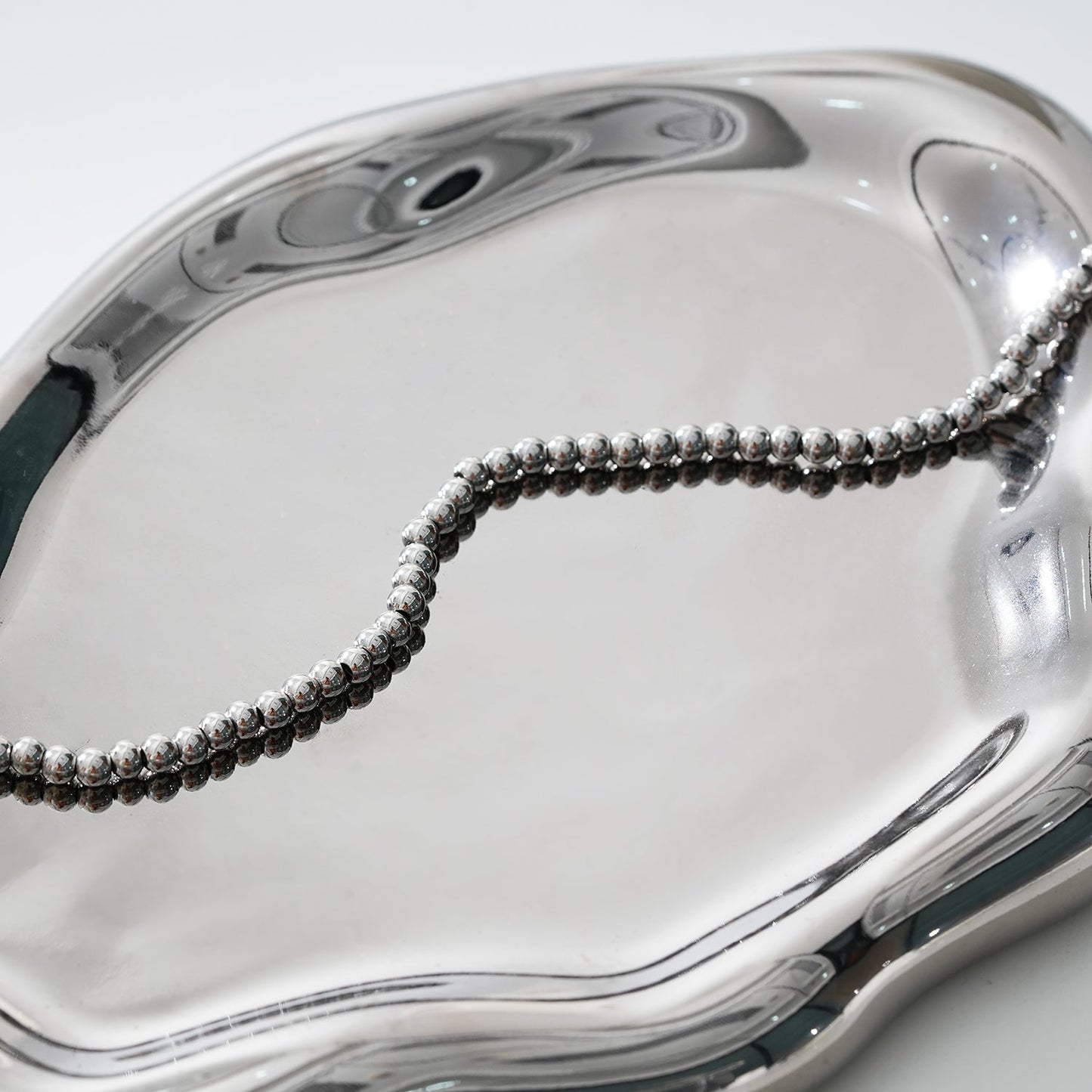 MANAMI LG: Ball-Beads Contemporary Chain Silver Anklet