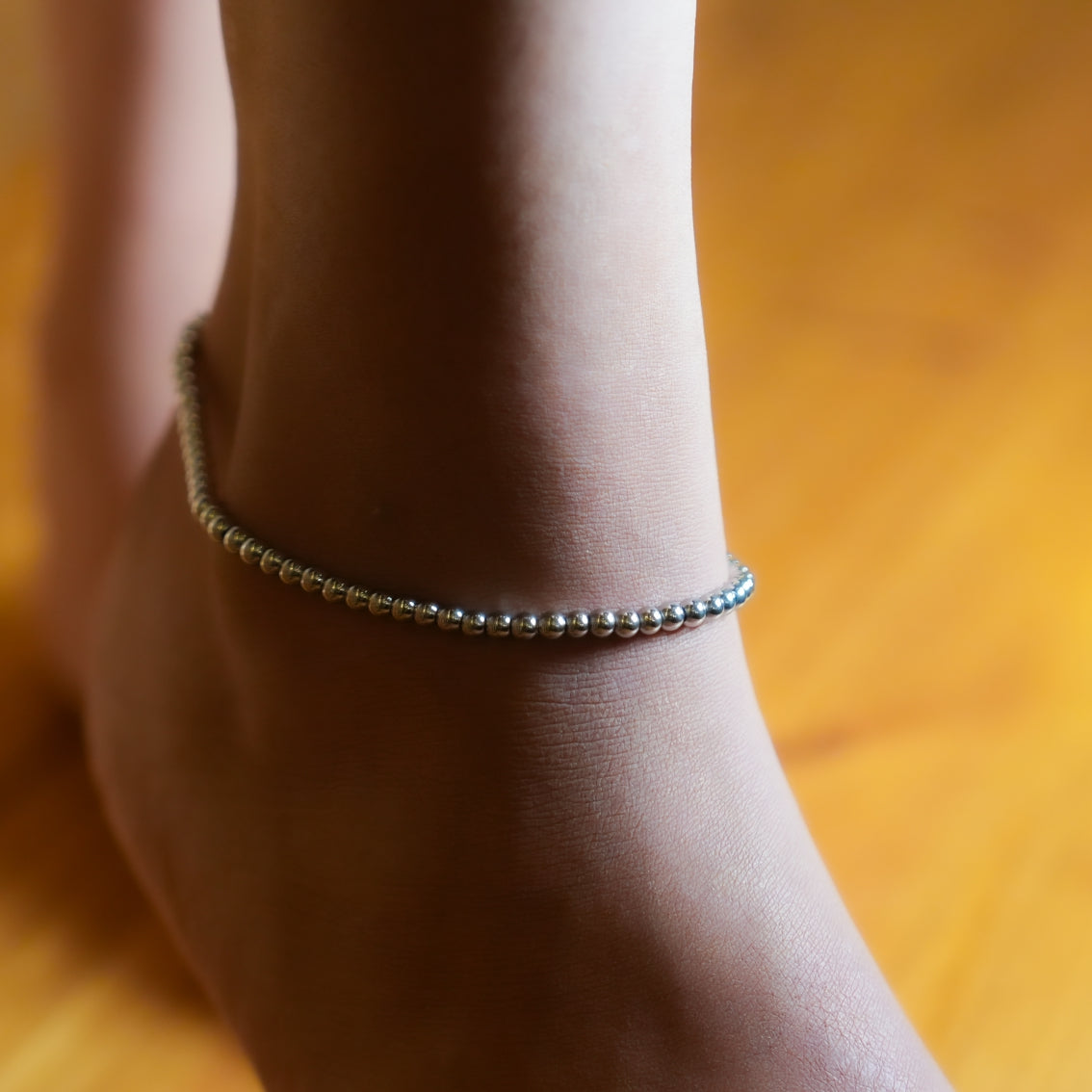 MANAMI LG: Ball-Beads Contemporary Chain Silver Anklet