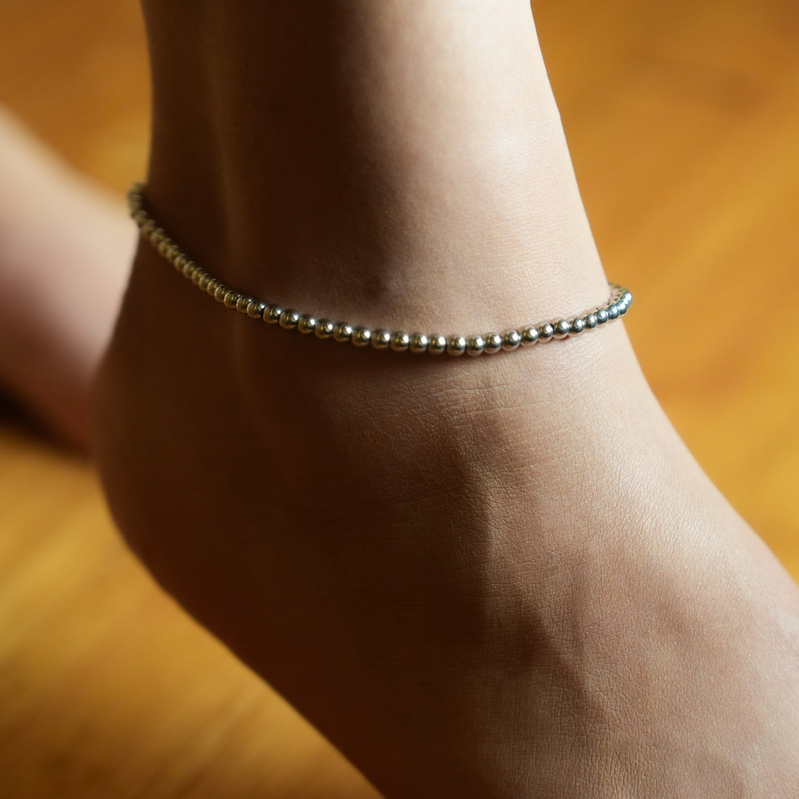 MANAMI LG: Ball-Beads Contemporary Chain Silver Anklet