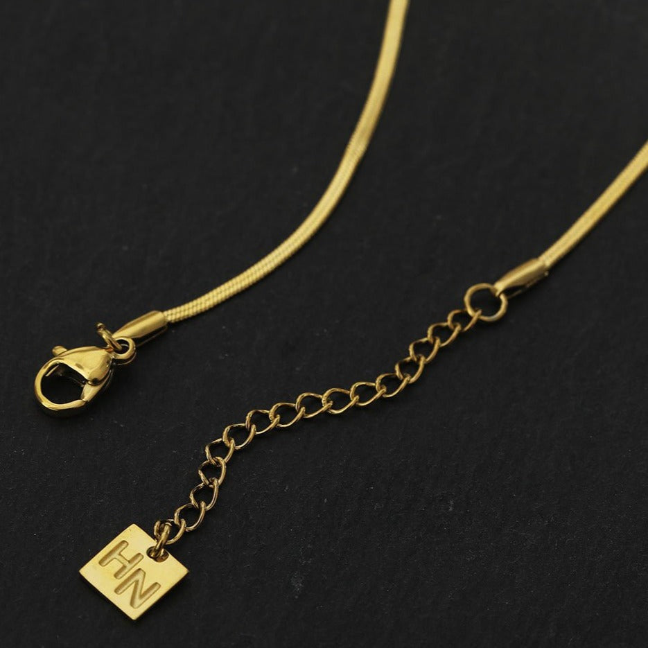 MILA: Snake Skin Textured Delicate Width Gold Chain Necklace