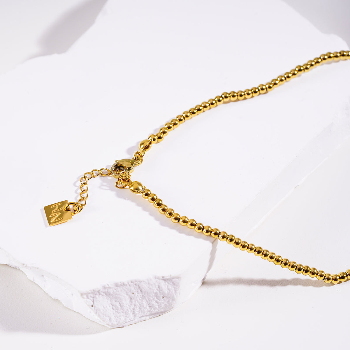 Style MILLIE: Twin-Bead Fusion Gold Chain Necklace