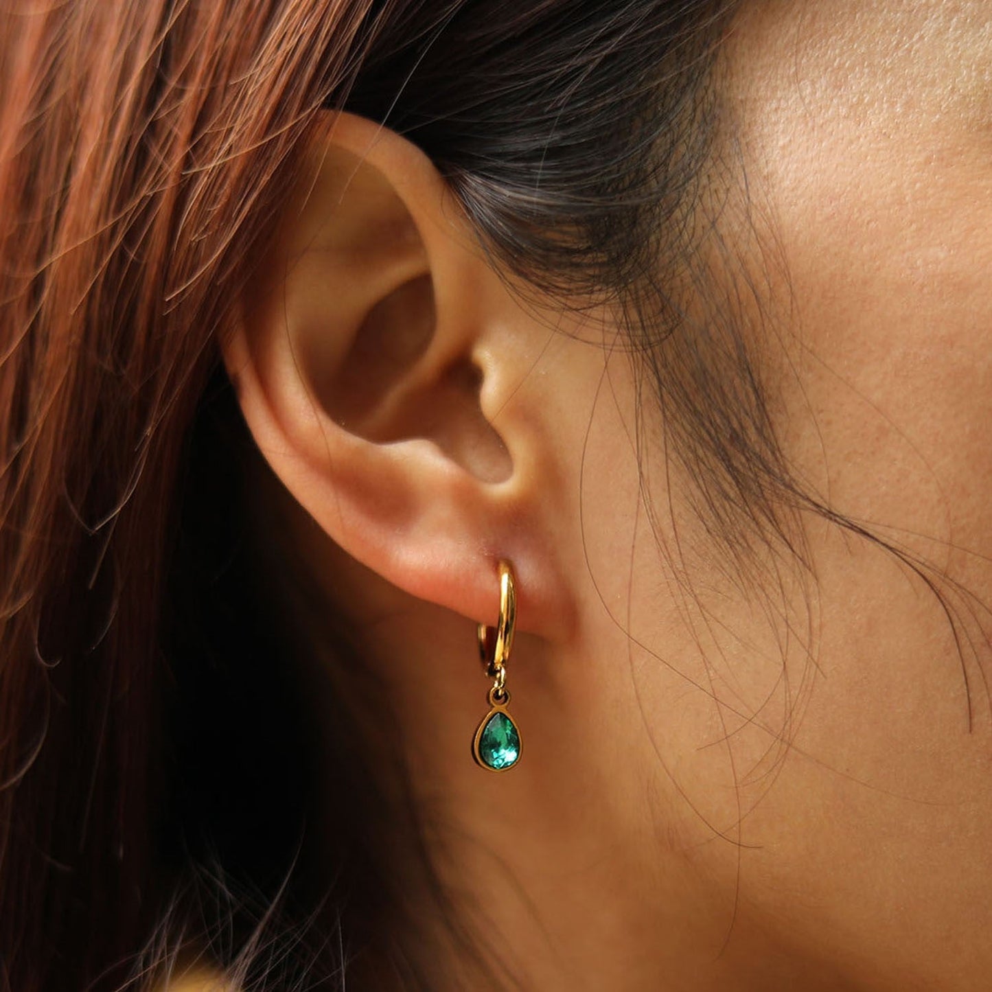 WINNIE Encased Emerald Crystal Earrings