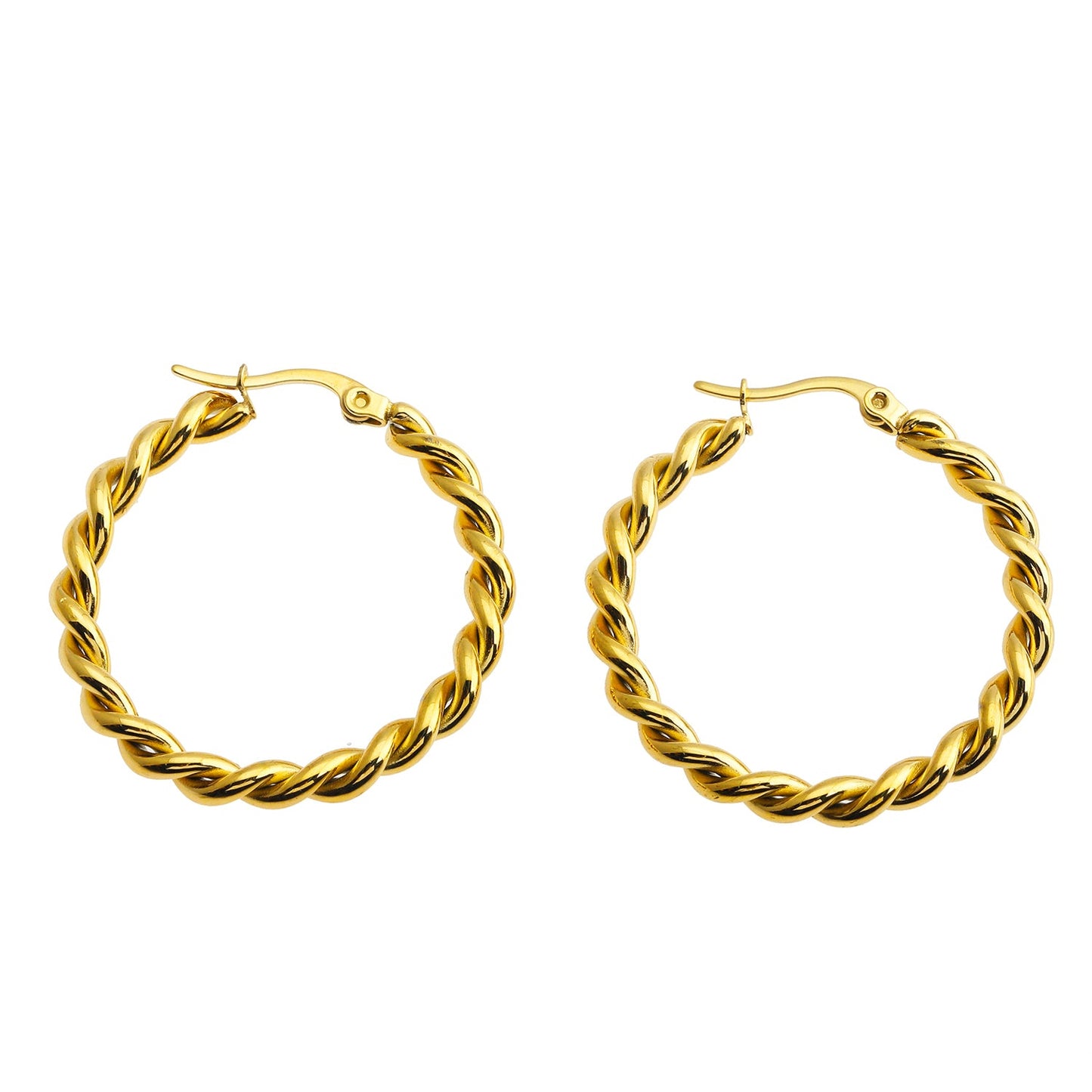 SUKI Twisted Rope Hoop Gold Earrings