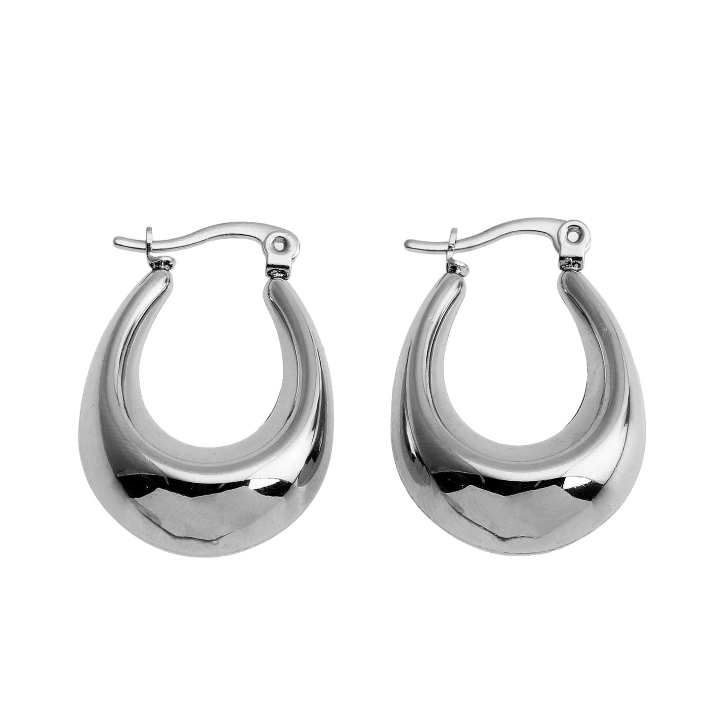 ARINA Chunky Shaped Hoops Silver