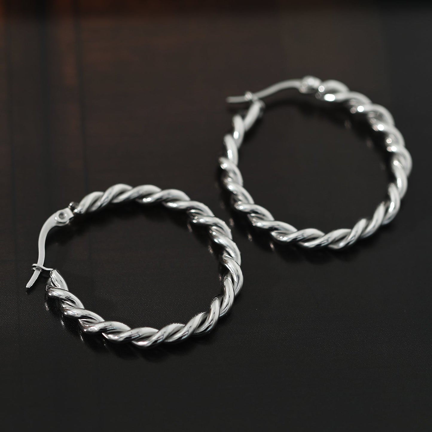 SUKI Twisted Rope Hoop Silver Earrings