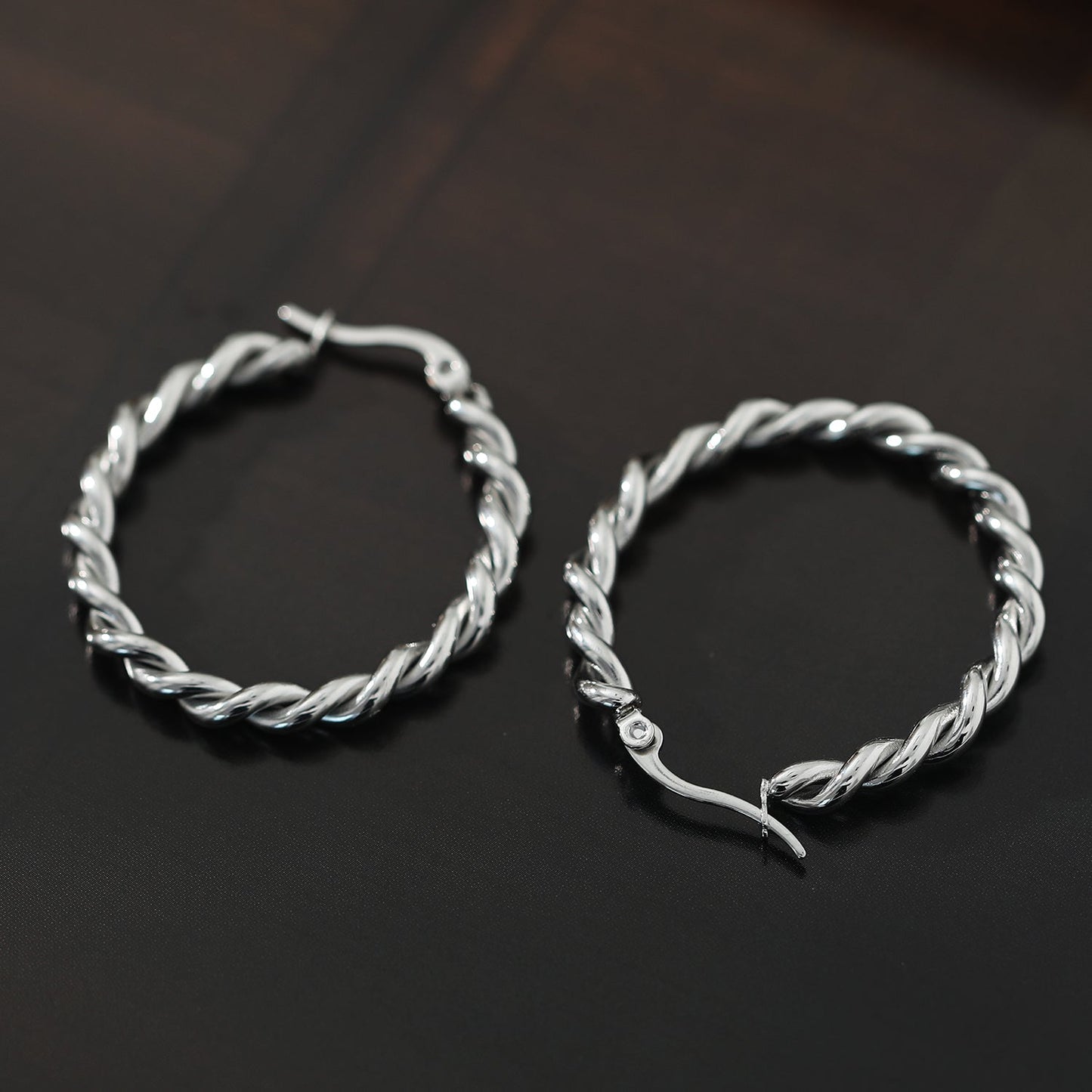 SUKI Twisted Rope Hoop Silver Earrings