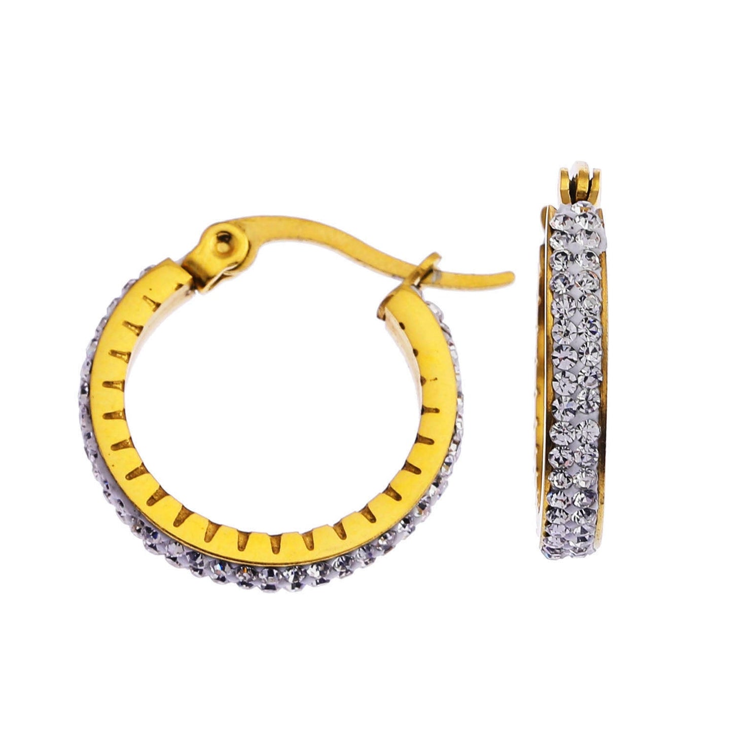 YARA Gold: 'Pavé All the Way' Zirconia Hoop Earrings (Small Size).