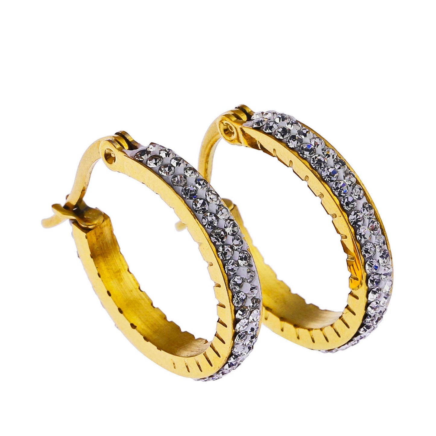 YARA Gold: 'Pavé All the Way' Zirconia Hoop Earrings (Small Size).