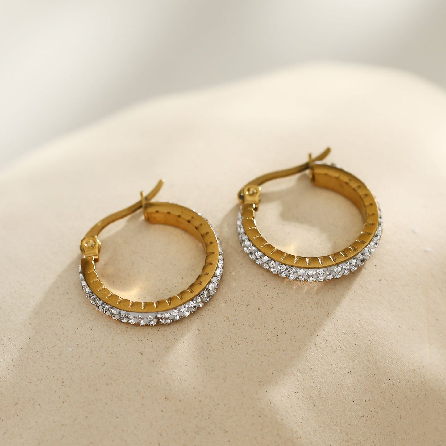 YARA Gold: 'Pavé All the Way' Zirconia Hoop Earrings (Small Size).