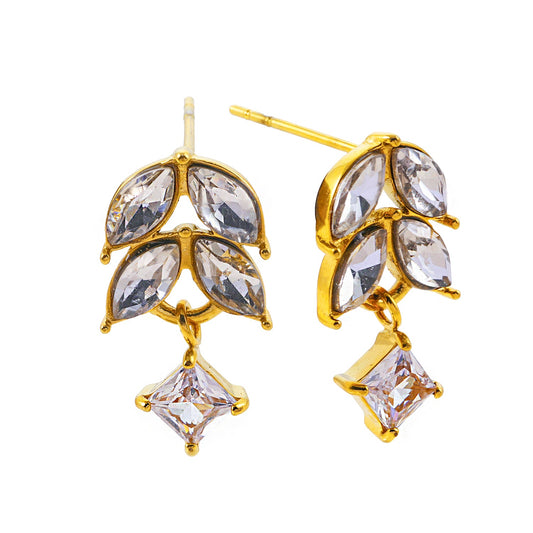 Style ESPERANZA: Vintage Inspired 'Floral Elegance' Earrings with Zirconia Gemstones