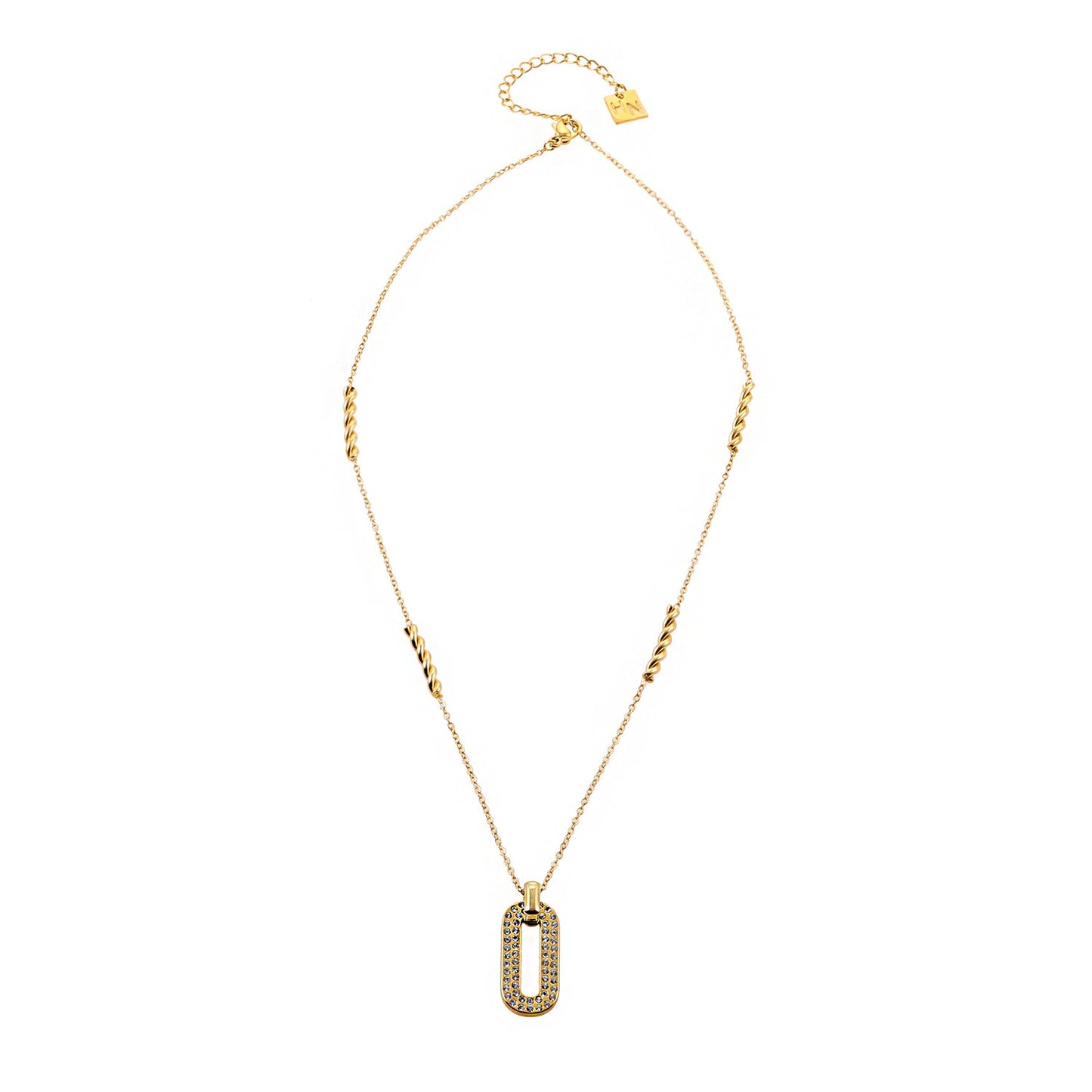 ASKIRA: Twisted Rope Combo Chain with a Zirconia-Adorned Oval Shaped Pendant