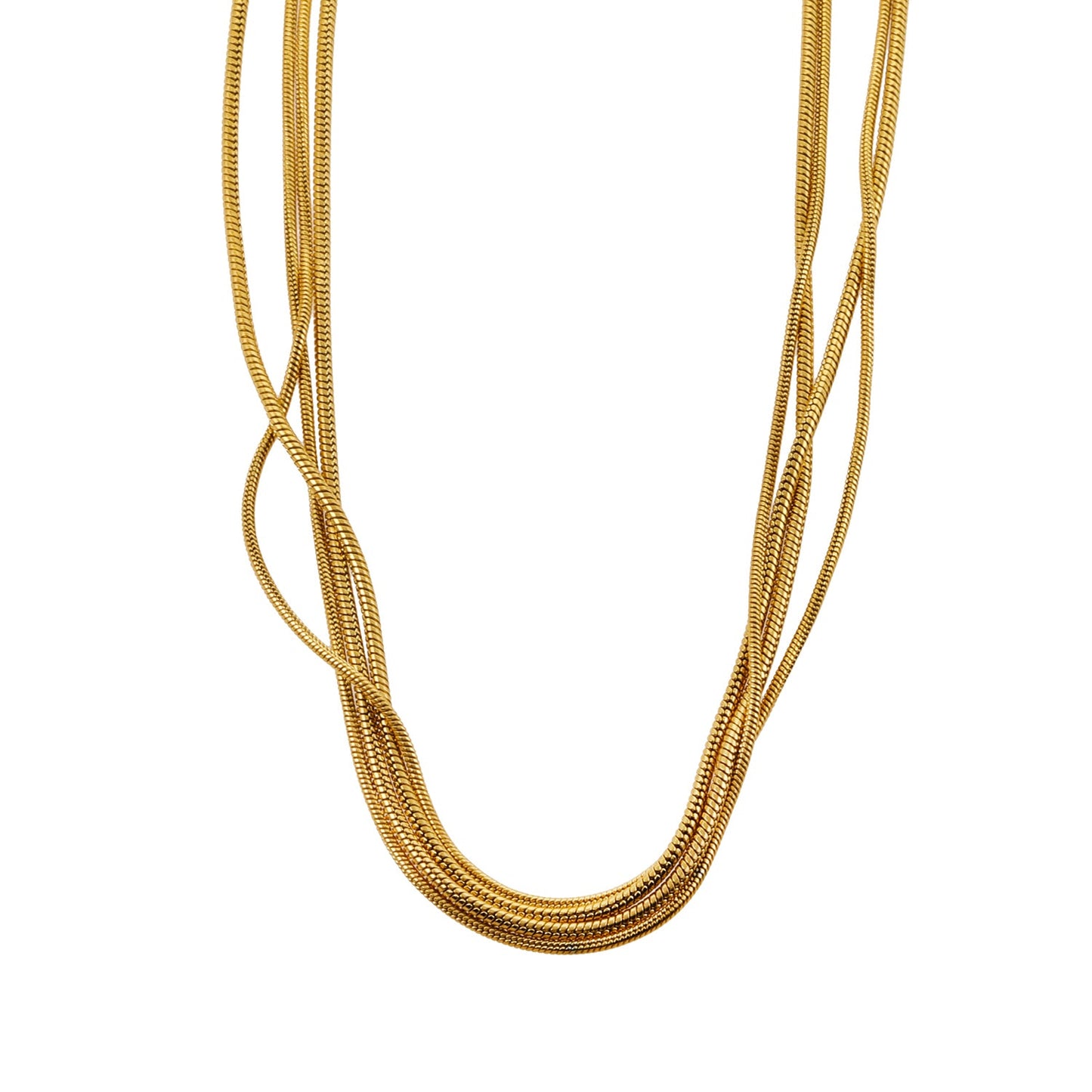 AVEZZANO Gold: Snake-Skin Textured Multi-Strand Chain Necklace - Exquisite Elegance